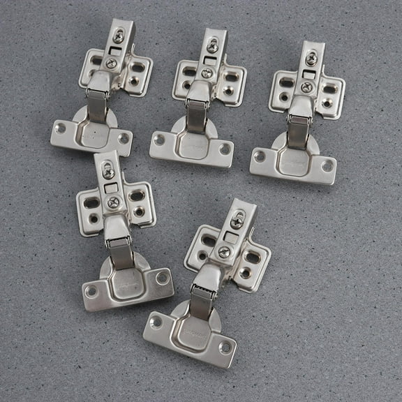 5 PCS 1.2mm Thickness Steel Face Frame Mounting Furniture Hinges Hydraulic Concealed Insert Hinges with 30 PCS Screws for Kitchen Cabinet Door Furniture (Silver)