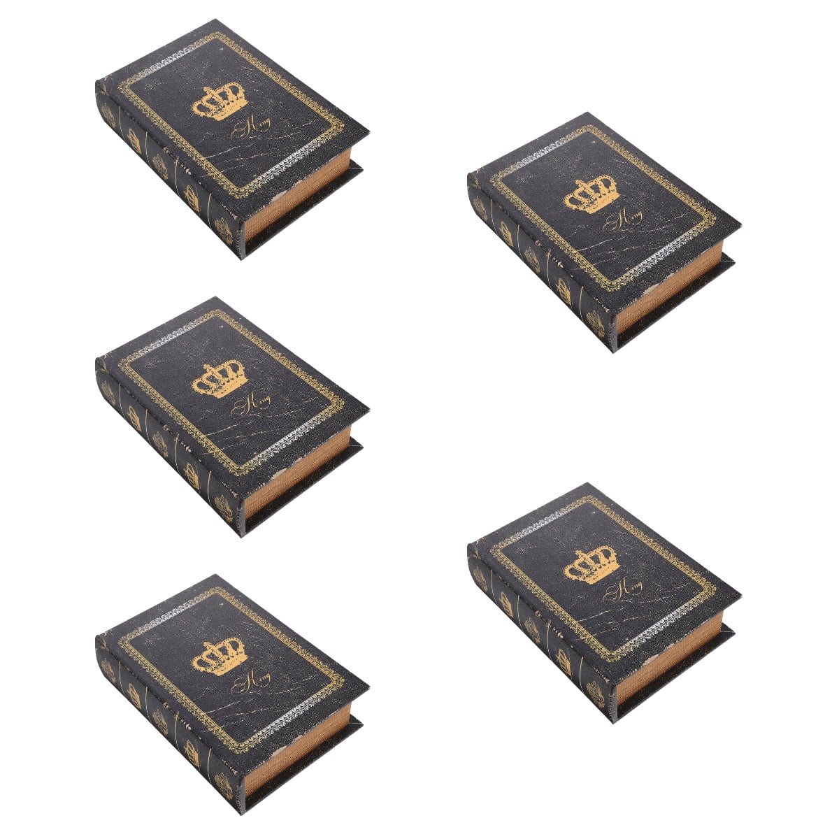5 PCS Fake Book Decor Shaped Storage Organizer Stacks Pretty Boxes with Lid Vintage