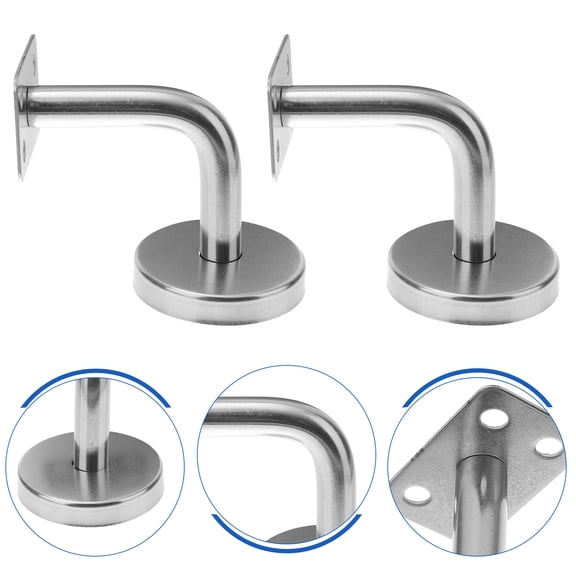 BEADCEST 5Pcs Stainless Steel Bannister Support Plated Silver Easy Install Handrail Wall Mounted Bracket