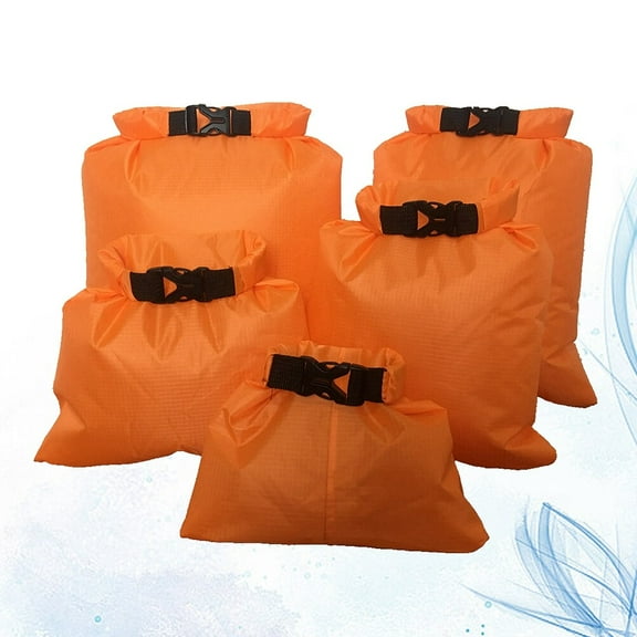 5 PCS Portable Waterproof Dry Rafting Bag Multifunctional Outdoor Storage Pouch Bag Upstream Drifting Bag 1.5L 2.5L 3.5L 4.5L 6L for Camping Boating Kayaking Rafting (Orange)