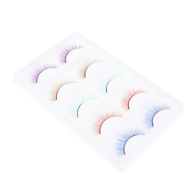 Colorful False Eyelashes for Women Made of Artificial Fiber Assorted Color Comfortable and Reusable 5 Pairs