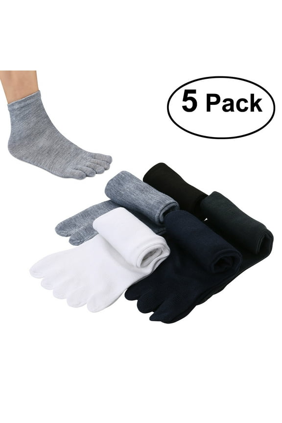HOMEMAXS 5 Pairs of Men's Soft Comfy Five Toes Separator Socks Foot Alignment Socks Massager Socks