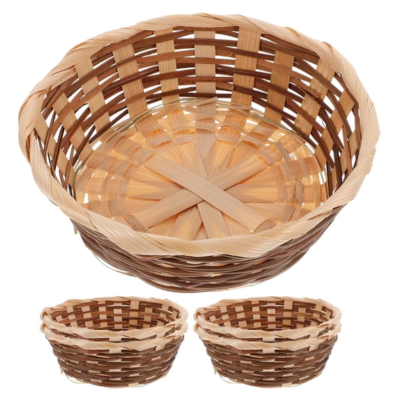 STRANDCHIC Round Hand Woven Fruit Basket Artistic Design Garden 5Pcs 6.5X5.1X2.2In