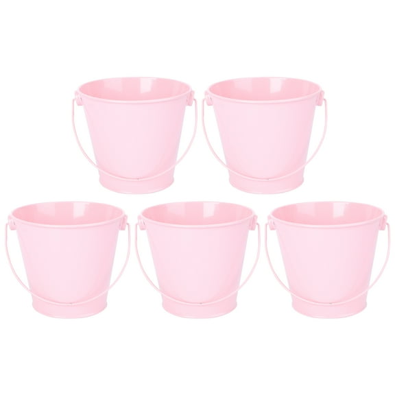 HOMEMAXS 5 Pcs Buckets for Crafts Metal Flower Holder Galvanized Pink