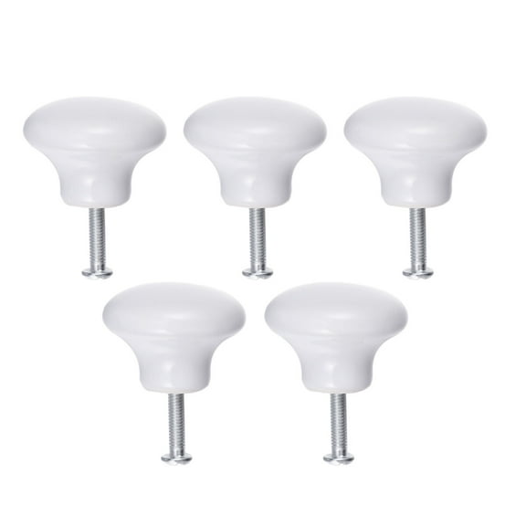 5 Pcs Drawer Porcelain Ceramic Handle Round Knobs White