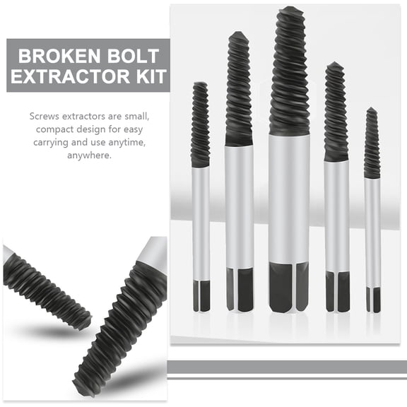HOMEMAXS 5-Piece One-Way Screw Extractor Set for Removal, Tool, Size 5.20X0.30X0.30CM