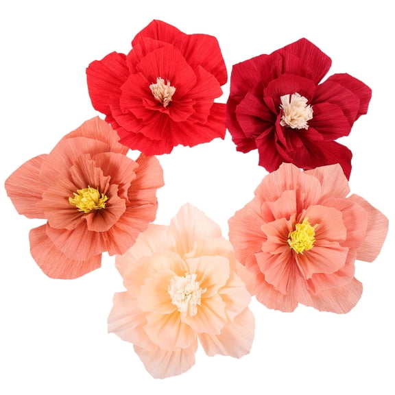 Minkissy Fake Flower Paper Flower Assorted Color 5Pcs