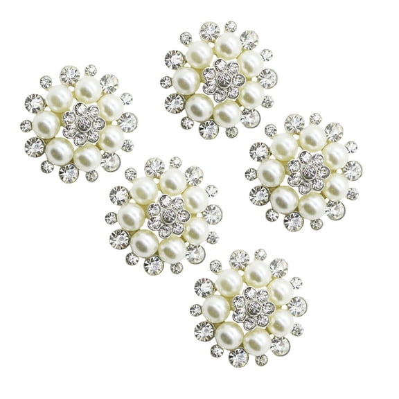 VERDANVERSE Rhinestone Craft Decorative Button Women White DIY Craft Accessory Cards 5Set