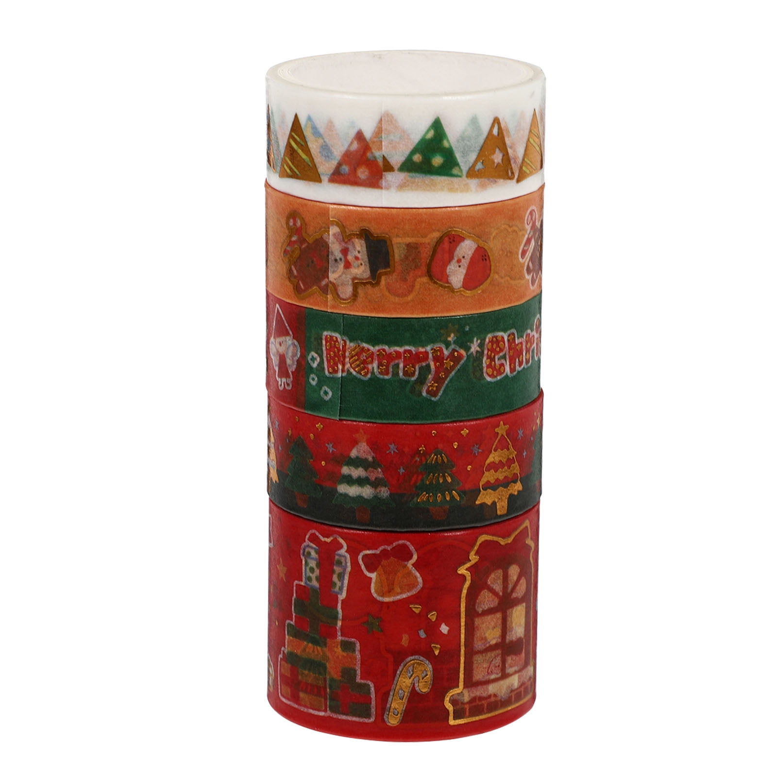HOMEMAXS 5 Rolls Christmas Washi Tape Japanese Paper Tapes Cartoon