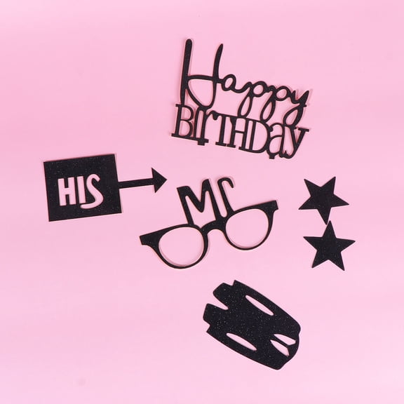 VERDANVERSE Birthday Cupcake Toppers Male Theme Design Bamboo Cake Insert Men Theme Party 5 Sets