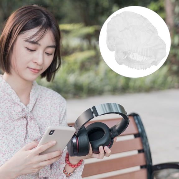 HOMEMAXS  50 Pairs Headset Protective Covers Ear Protectors for Headphone White