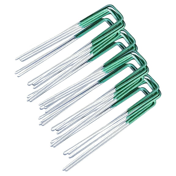 OULII 50Pcs Heavy Duty Metal U Shaped Lawn Pegs for Outdoor Garden and Camping Use