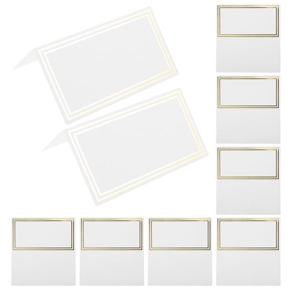 BEADCEST Simple Wedding Table Name Tags Elegant Design Gold Foil Paper 50Pcs 3.54X1.97X1.97In