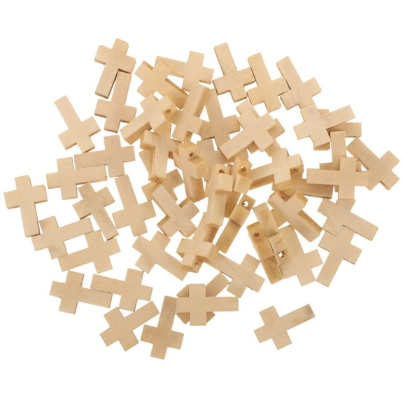 VERDANVERSE Tiny Wood Crosses Cross Pendants Natural Wood 50Pcs