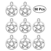 HOMEMAXS 50PCS Silver Tone Pentagram Charms Pendants Unisex Pendant (Silver)