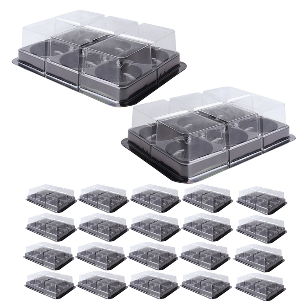 HOMEMAXS 50pcs Clear Cupcake Box With Clear Dome 6-grids Pastry Cases ...
