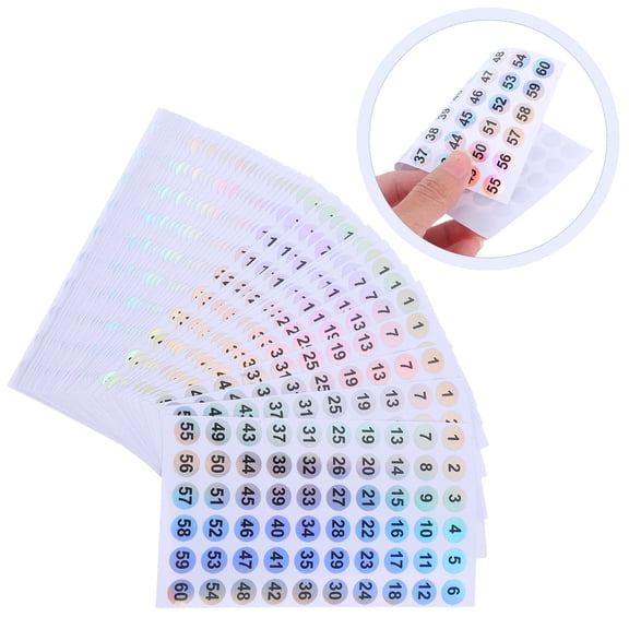 WEUVEB Numbered Labels Number Labels Round Multi PVC 50Pcs Round Waterproof For Damp Environments