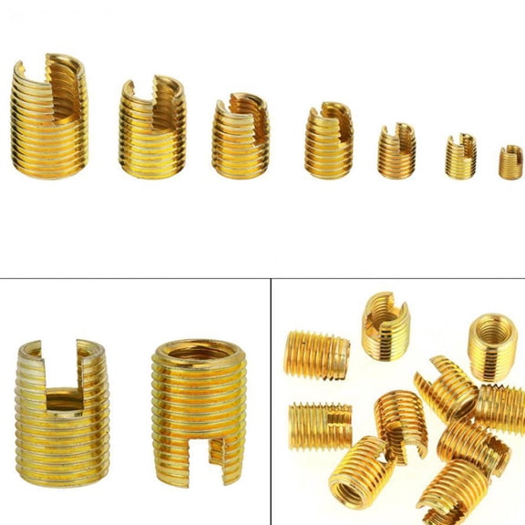 50pcs Screw Thread Repair Parts Slotted Type Carbon Steel Self-Tapping Thread Repair Kit for Home Store (Golden)