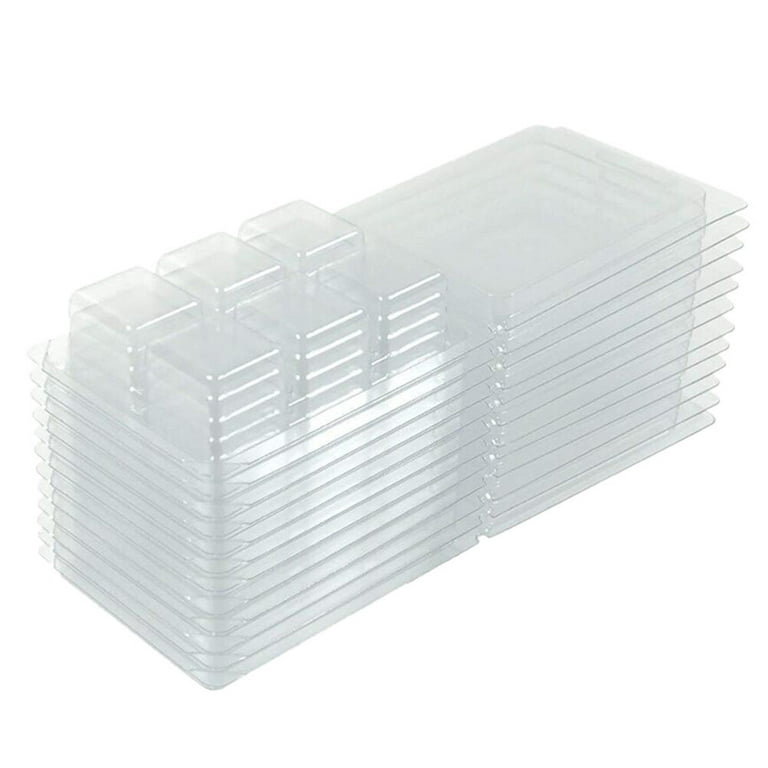 HOMEMAXS 50pcs Wax Melt Clamshell Molds Clear Empty Plastic Cube Tray for  Soap Wax 