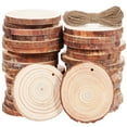 thumbnail image 1 of HOMEMAXS 50pcs Wood Slices Craft Woods Predrilled Wood Rounds Diy Wood Discs with String for Wedding Decorations, 1 of 8