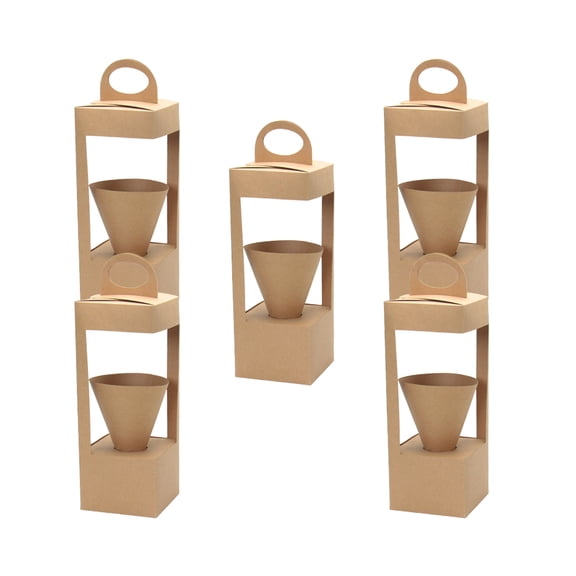 HOMEMAXS 5Pcs Portable Paper Basket Kraft Paper Dry Flower Gift Box Folding Basket (Kraft Paper Basket, Flower Not Included)