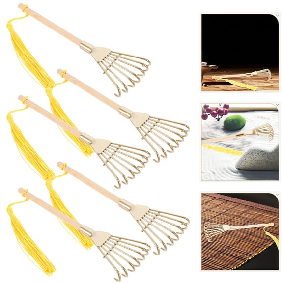 HOMEMAXS 5Pcs Small Rake Iron for Sandbox Accessories Garden Decoration Surface Polished
