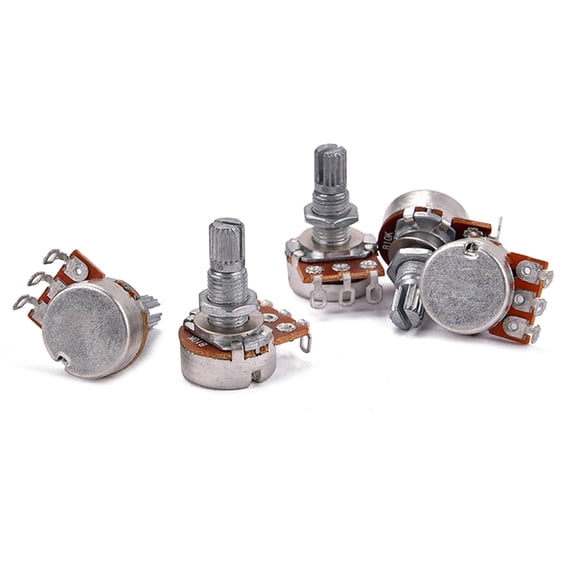 BEADCEST 5-Pack B10k Guitar Potentiometer with Coarse Knurled Shaft for Electric Bass and Guitar Controls