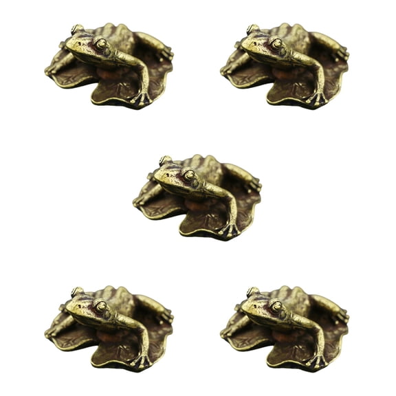5pcs Desktop Frog-shape Craft Brass Tea Pet Brass Frog Figurine Compact Frog Ornament
