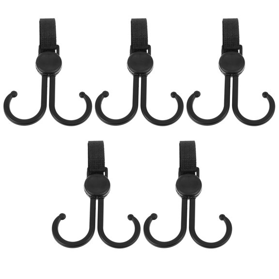 Minkissy 5-Pack Black PP Hanging Hooks for Shopping, Travel, and General Use, and Convenient