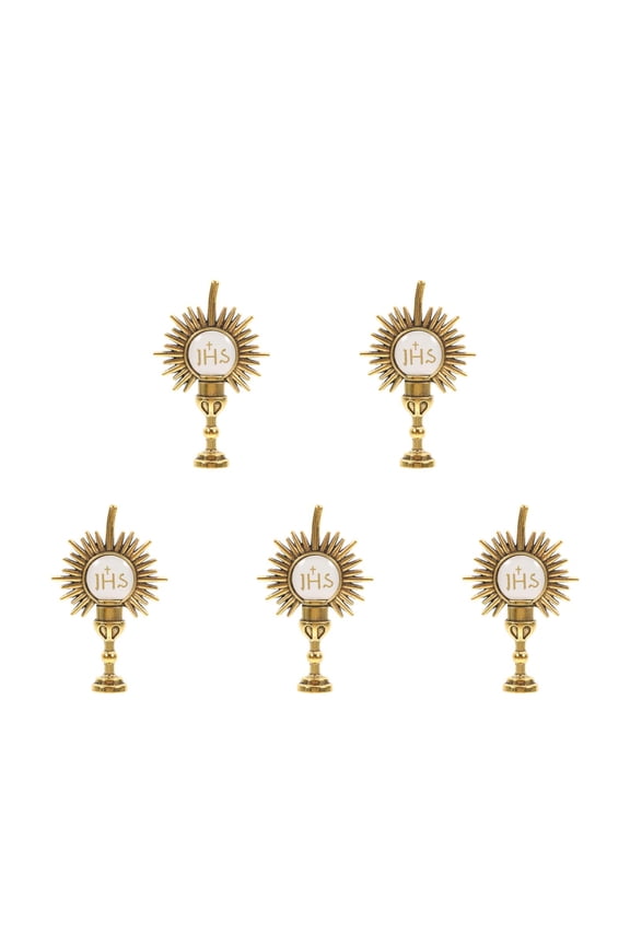 5pcs Elegant Zinc Alloy Cross Lapel Pin for First Communion Holy Communion Chalice Brooch Religious Cross Accessory for Clothing First Communion Keepsake