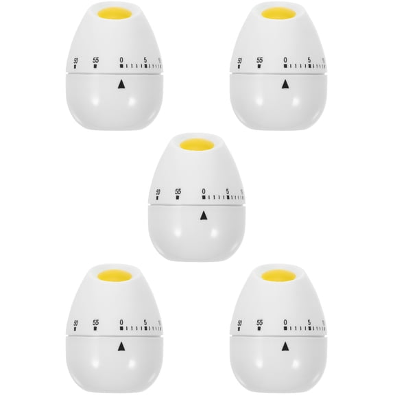 OULII  White Plastic Mechanical Kitchen Timer for Decor 5Pcs