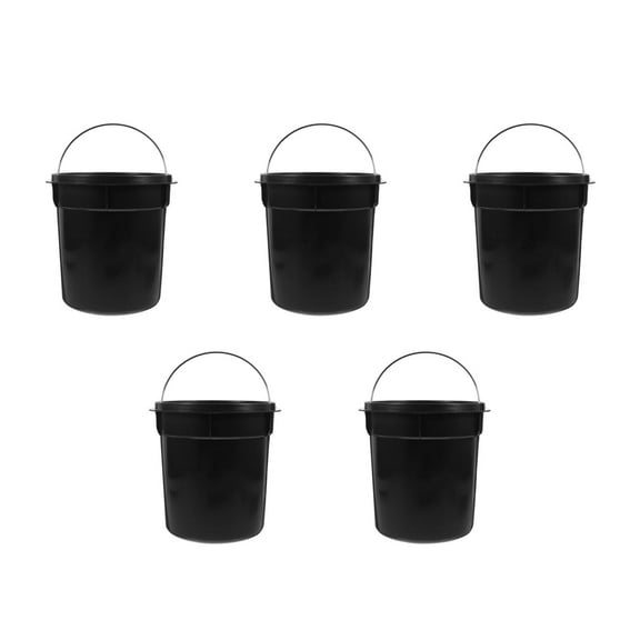 HOMEMAXS 5pcs Trash Can Inner Bucket Replacement Removable Garbage Can Pail Liner Insert 5L Plastic Trash Bin Wastebasket Round Garbage Container Black