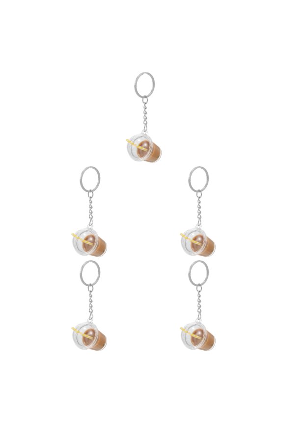 5pcs Women Keychain Creative Milk Tea Cup Keychain Backpack Keychain Key Ring Pendant