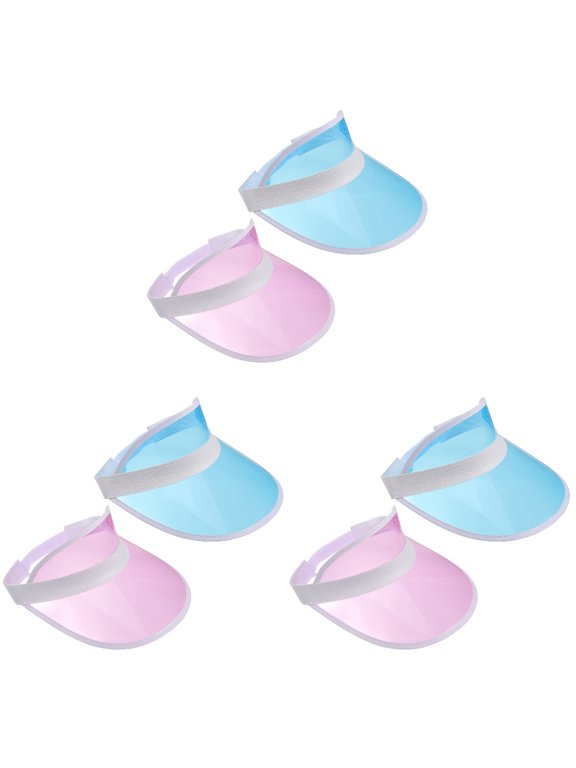 6-Pack Adjustable Clear Plastic Sun Hats for Beach and Outdoor Use, Stylish Unisex Sun Shade Caps