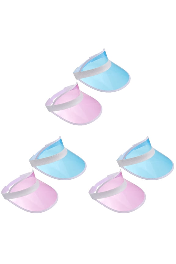 6 Pcs Adjustable Hat Clear Plastic Sun Hat Stylish Sun Shade Hat Beach Hat Unisex Hat