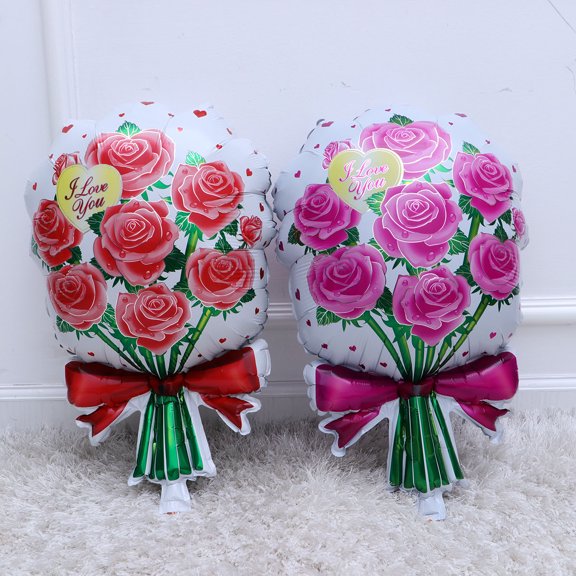 VERDANVERSE valentines day decor Rose Bouquet Design Aluminum Foil Decorative Theme Parties 6pcs