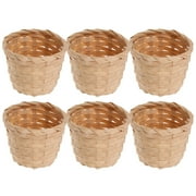 HOMEMAXS 6 Pcs Bamboo Storage Basket White Mini Rattan Baskets Woven Bride