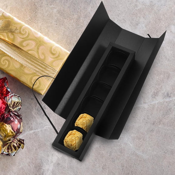 6 Pcs Packaging Boxes Empty Macaron Square Mother Dad Black