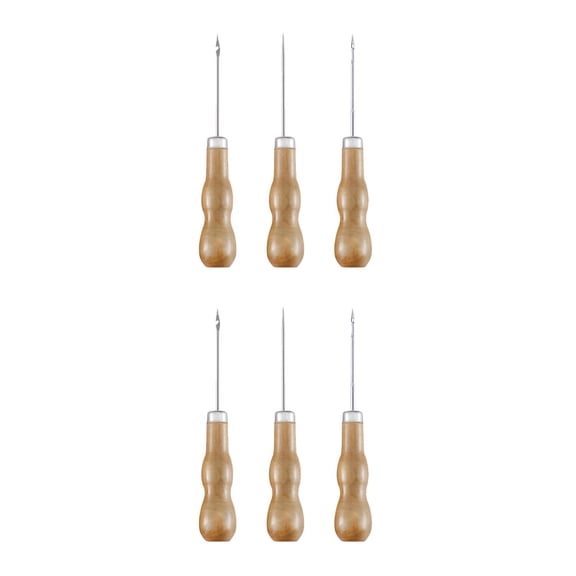HOMEMAXS 6 Pcs  DIY Sewing Awls Wooden Handle Scratch Awls Stitching Tools DIY Supplies