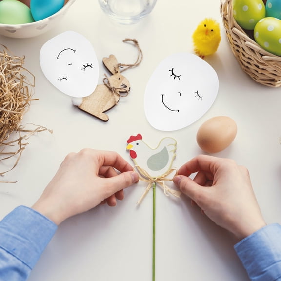 HOMEMAXS  6 Pcs Fake Painted Egg Embryo Easter Decorating Supplies