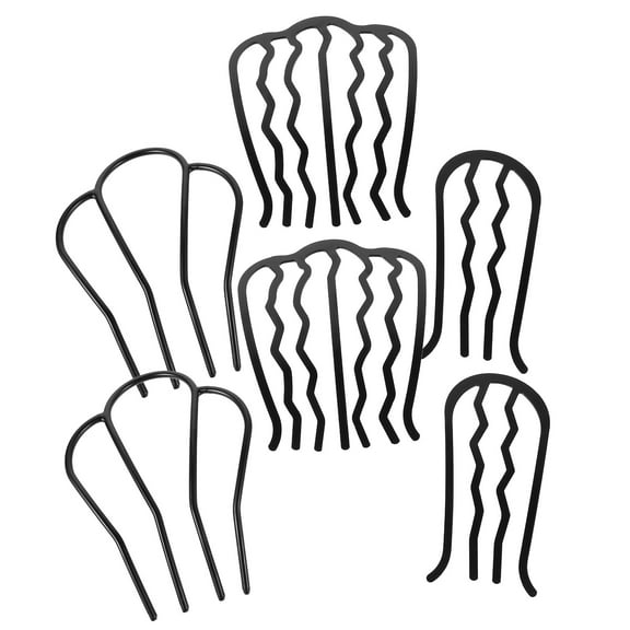 HOMEMAXS 6 Pcs French Twist Hair Comb Metal Hair Comb Miss 9.70X8.10X0.20CM Black