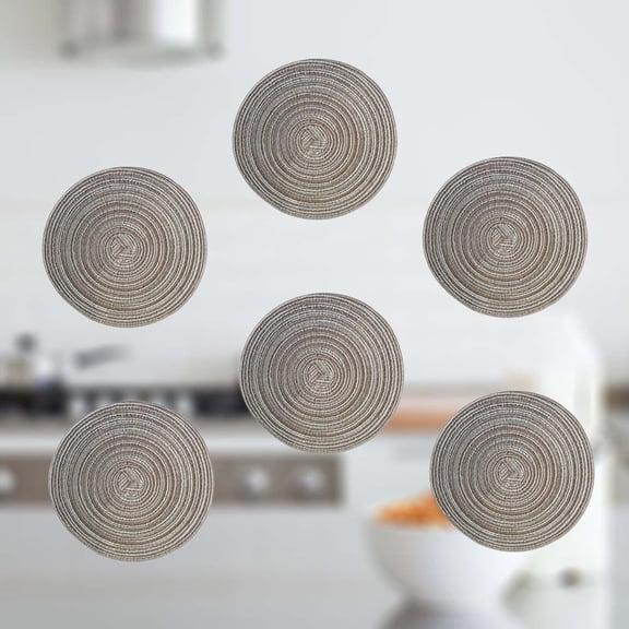 6 Pcs Heat Proof Mat Cotton-linen Braided Coasters Western Food Pad
