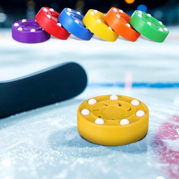 BEADCEST Outdoor Roller Hockey Pucks, 6-Pack Yellow ABS Pucks for Street and Roller Hockey