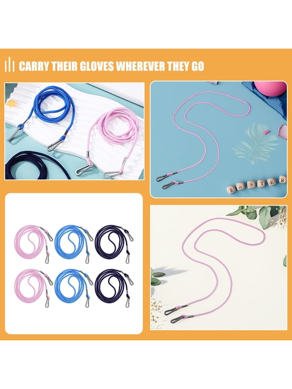 Glove Straps Nylon Assorted Color Mitten Clips Toddler 6Pcs 11.8X0.4X0.1In