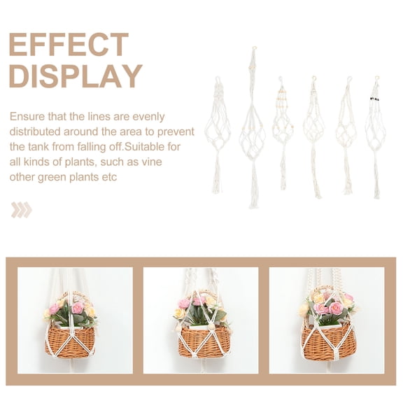 VERDANVERSE Hanging Woven Basket Flowerpot Net Bag 6Pcs