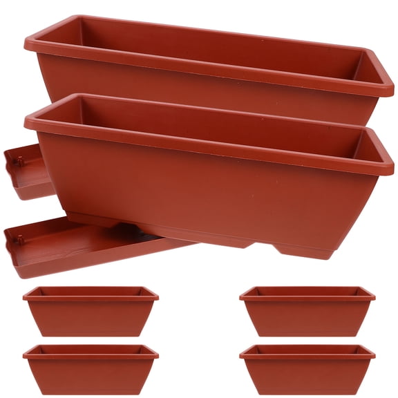 BEADCEST 6Pcs Dark Red Plastic Flower Pot for Balcony Vegetable Planter