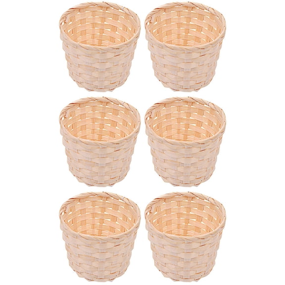 6 Pcs Storage Bins Fruit Basket Bamboo Large Size