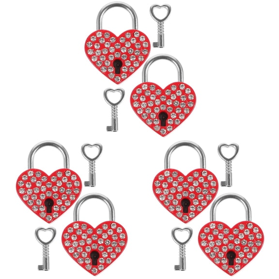 HOMEMAXS 6 Sets Love Locks Suitcase Lock Luggage Padlock Heart Shape Lock Gym Locker Lock