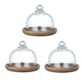 thumbnail image 1 of HOMEMAXS 6 Sets  Solid Wood Tray Mini Dessert Display Plate Cake Bread Holder With Glass Lid, 1 of 1