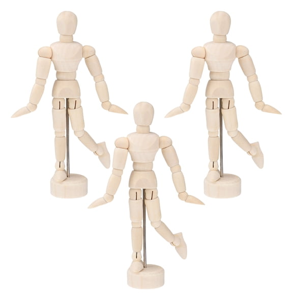 6 pcs 4.5Inches Wooden Figure Model Mannequin Jointed Manikins for Artists Sketch Home Office Desk Decoration (Beige)
